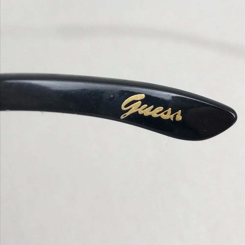 Guess Women's Sunglasses Black Frames W/Leopard Print Gold Rhinestone Accents